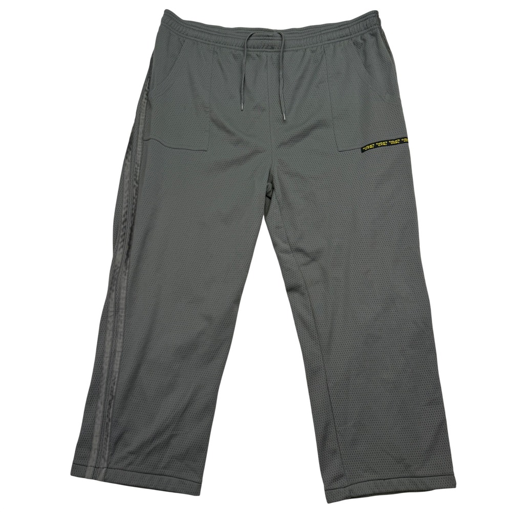 Vintage Golds Gym Mesh Pants Sz L Gray Athletic Joggers Bodybuilding Side Stripe